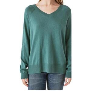 Lucky Brand Women's V-Neck Sweater, Long Sleeves, Cotton Blend SIZE M. BL